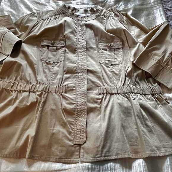 SAFARI JACKET, SILKY, COLOUR: STONE, SIZE 28W, HIDDEN BUTTON FRONT, FRONT POCKET - Picture 1 of 13